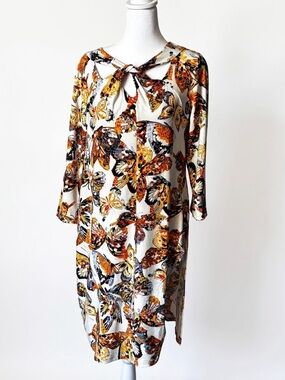 New Attitude  by Renee Long Sleeve Floral Pattern Tunic and black pants